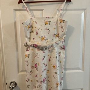 Floral Denim Mini Dress with belt